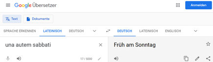 una autem sabbati Bibel Übersetzung Google