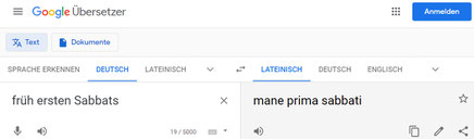 mane prima sabbati Latein Google Bibel Übersetzung