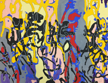 Gouache, blackboard paint, pastel pencil on cardboard 65 cm x 50 cm