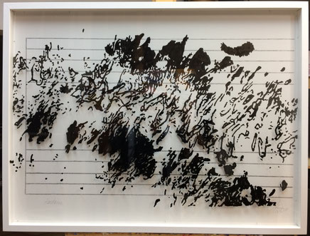 "Fantasia" India ink on acrylic glass. 80 cm x 60 cm. September 2019. This one is done on three planes.