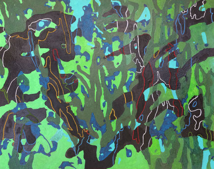 Gouache, blackboard paint, pastel pencil on cardboard 65 cm x 50 cm