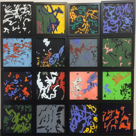 Reminders I. Oil paint on plywood prepared with blackboard paint. 23cm x 23 cm