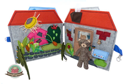 Spielhaus Teddys Haus Quiet book Anleitung nähen
