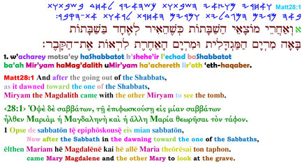 Colored Scriptures Bible Translation Mt 28:1