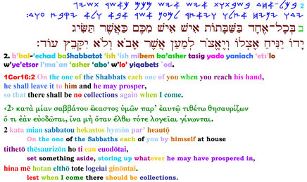 Colored Scriptures Bible Translation 1Cor 16:2