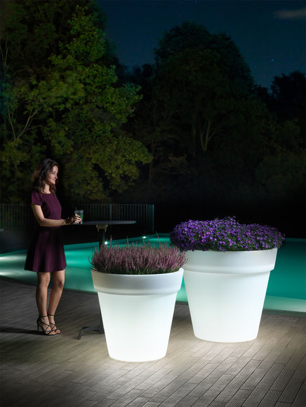 lyxo vase mit beleuchtung aus stabilem polyethylen
