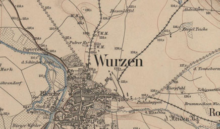 Wurzen mit Abdeckerei und Schinderanger 1879 