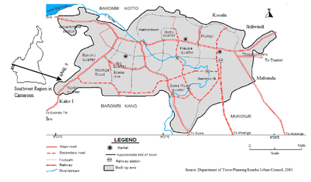 The map of KUMBA, South West Cameroon