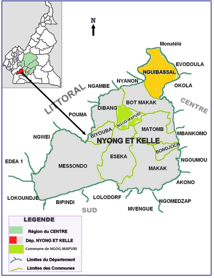 Plan de localisation de la Commune de Ngog-Mapubi