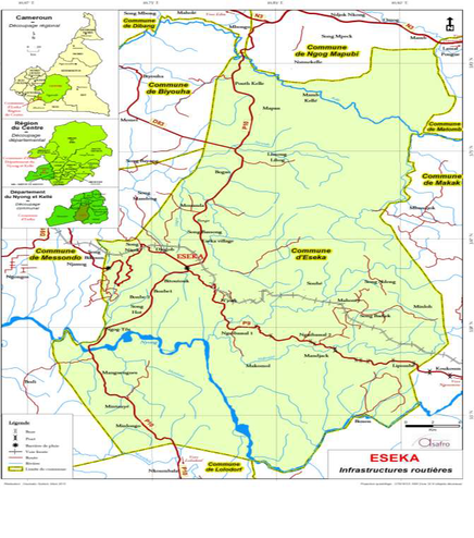 Plan de localisation de la Commune d'Eseka