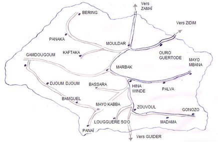 Carte des villages de Hina