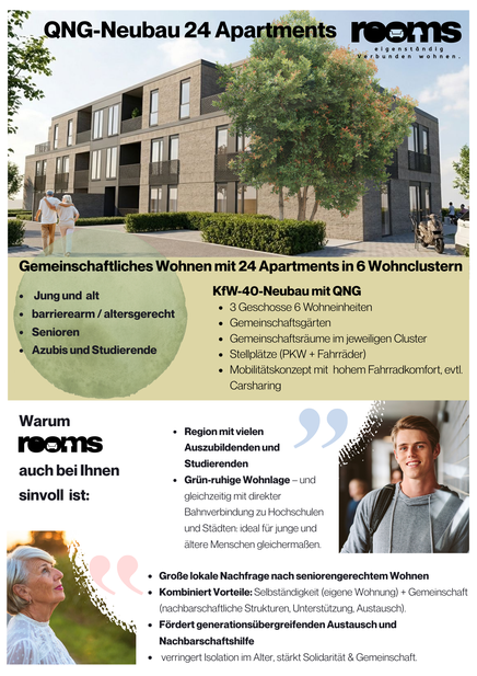 QNG-Neubau 24 Apartments,Gemeinschaftliches Wohnen,Neubau
