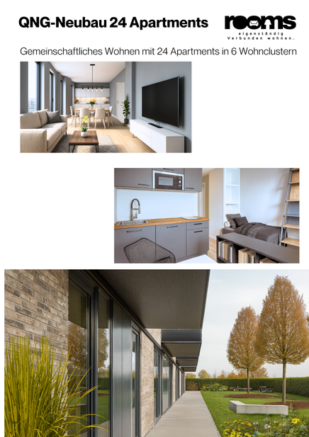 QNG-Neubau 24 Apartments, Innenansichten und Garten