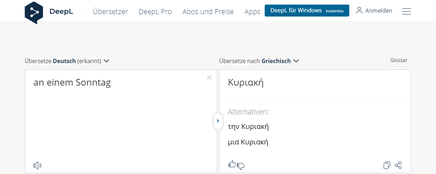 an einem Sonntag μια Κυριακή Übersetzung