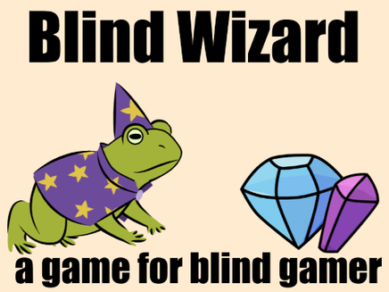 Toad wearing wizard robes. Captioned "Blind Wizard. A game for blind gamer."