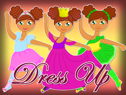 Three images of the same black girl in ballerina tutus, her hair worn in two afro puffs.