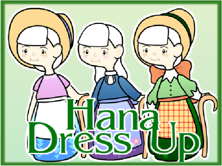 Three images of Hana, an elderly cane user with white hair and light skin. She wears colorful blouses and long skirts with aprons.