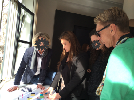 Presenting the seasonal collection concepts to Wolfgang Joop