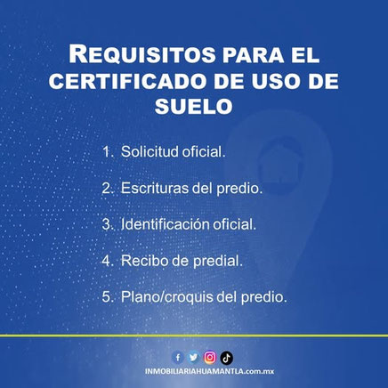 Requisitos para el certificado de uso de suelo