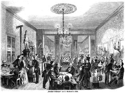 "Deutsches Kaffeehaus" von F. Stollwerck in Cöln. Illustrirte Zeitung 413/1851. S. 377.