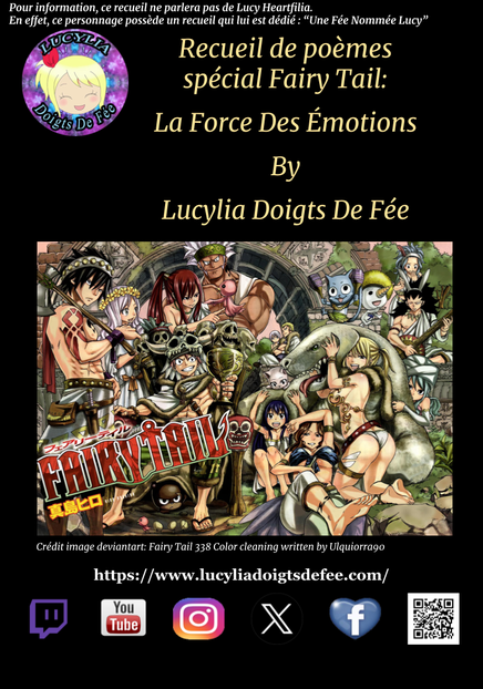 Couverture du recueil La Force Des Émotions réalisée par Lucylia Doigts De Fée avec Google Slide, image Ulquiorra90, manga fairy tail