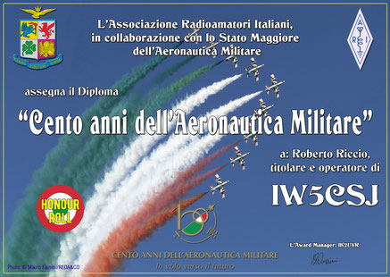 Award " Cento anni dell'Aeronautica Militare "