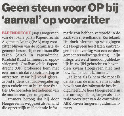 Algemeen Dagblad Drechtsteden 18 oktober 2019