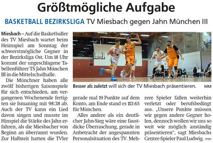 Artikel im Miesbacher Merkur am 8. Februar 2025 - Zum Vergrößern klicken