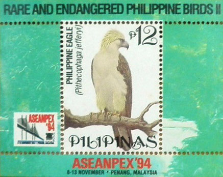 Philippine Eagle (Enlarged Souvenir Sheet Stamp of 1994 Issued by the Philippine Postal Corporation)