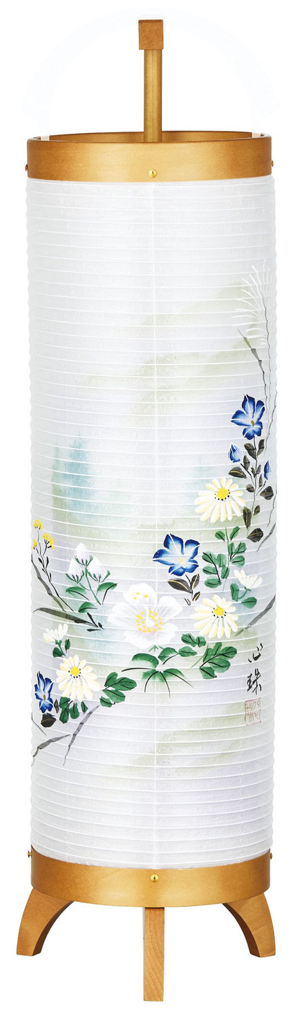 盆提灯 創作提灯 立花 5号 木肌色 絹二重（3843）