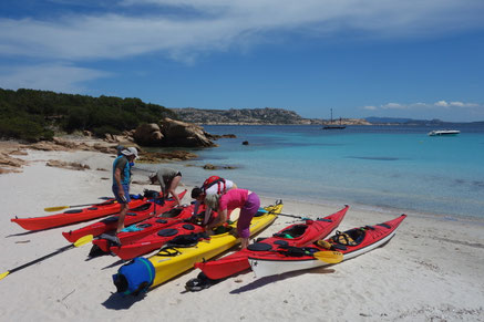 Sea kayaking in Spargi, Maddalena archipelago (Sardinia)