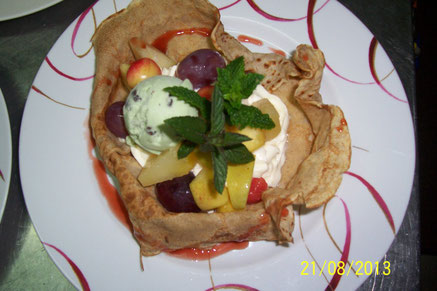 Aumônière de crêpe au fruits 