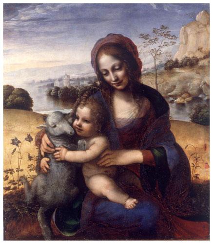 T. Follesa_La Madonna del gatto: un modello leonardesco_Pittore Leonardesco, attr. Fernando Yanez de Almedina o Fernando de los Llanos_"Madonna con il bambino e l'agnellino", Pinacoteca di Brera, Milano