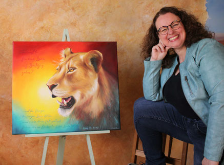 Löwin - Hiob - Kunst - Ölgemälde - Künstler-Portrait