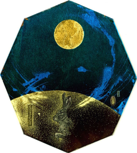 「空鏡」Sky mirror /ガラス絵 /133×147mm（変形）¥77,000（税込み）