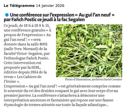 Le Télégramme, 14 janvier 2026