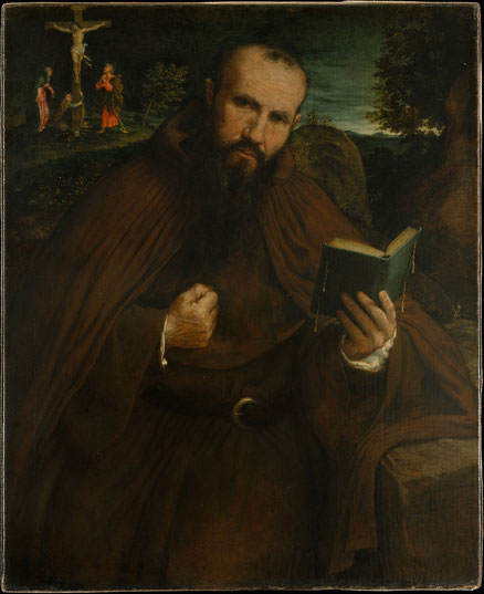 Fray Gregorio Belo de Vicenza,1547.Óleo 87x71cm.Metropolitan Museum Nueva York.De la Orden de los Pobres Eremitas de San Jeronimo,disfrutó de una notable implantación al norte de Italia siendo la casa madre San Sebastiano de Venecia,fue prior del Convento