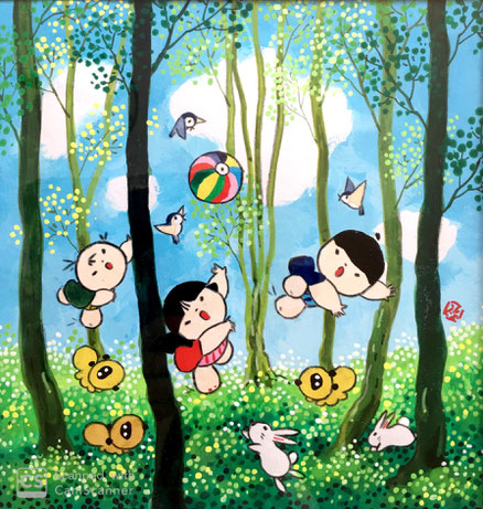 と*き様 童心が寄り添えば　　絵画原画 平和のちかい 「原爆の子」より (平和を願う紙芝居（全4巻