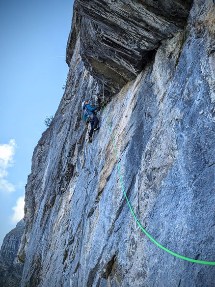 klettern, Mehrseillängen, Multipitch, Wasserlöcher, Kalk, Cheselenflue, Pulsar, Melchtal, Zentralschweiz