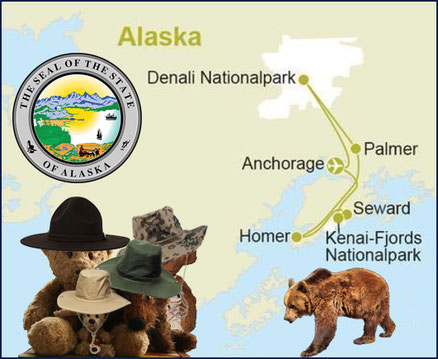 Kasimirs, Cäsars, Fredis und Kerls Reiseroute in Alaska