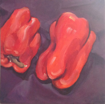 Peppers on Purlple   10 x 10   