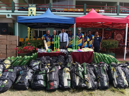 Officials from Cricket Sri Lanka & the Jaffna District Cricket Association pictured with a massive Cricket Kindness equipment donation shipped from Australia.  