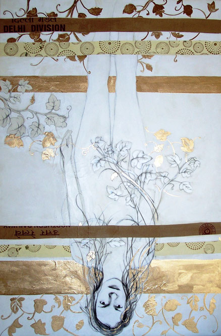Marta Bettega, Silence (Thank You India), tecnica mista su tela 80 X 100 cm, 2012 