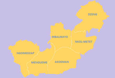 Carte administrative du Nyong et So'o depuis 2010