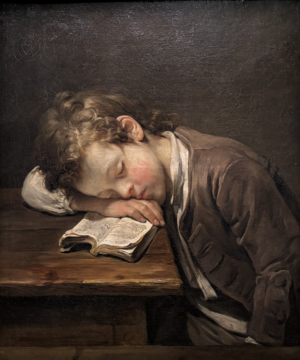 Jean-Baptiste Greuze (1725-1805), "Un enfant qui s'est endormi sur son livre"