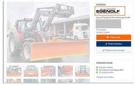 Mit Ihrem Händlerlogo steigern Sie das Vertrauen potenzieller Käufer. traktorpool.de