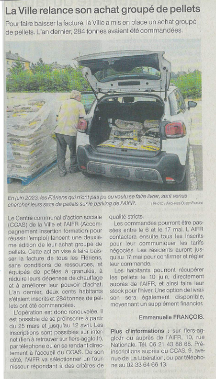 Article OUEST FRANCE du 22 mars 2024