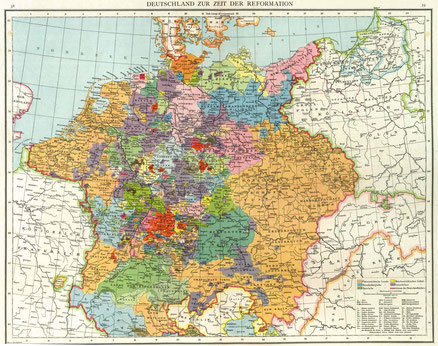 Germany map at the Time of the Reformation, 16th Century