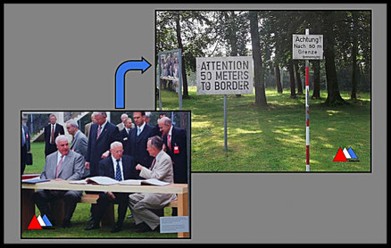 Helmut Kohl, MichaelGorbatsjov, George Bush Sr. u.a. Plakette in Point Alpha foto auteur.
