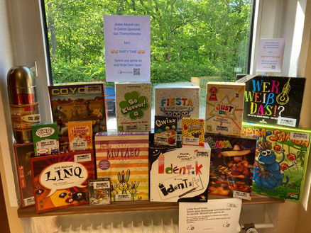 Das Fenster der Spielerei, vor dem eine Auswahl unserer Spiele zum Thema "Party" aufgebaut ist.